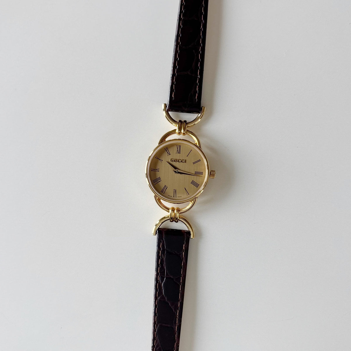 Gucci 1990s Gold Dial Horsebit Gold Plated Watch