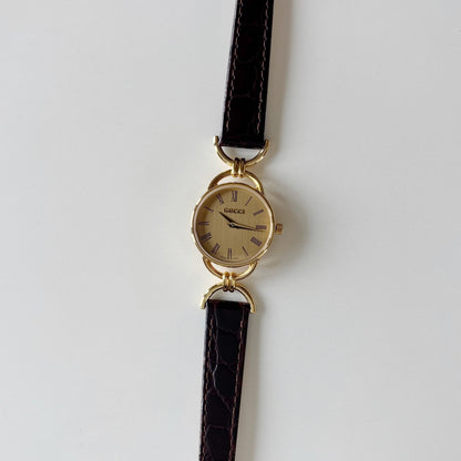 Gucci 1990s Gold Dial Horsebit Gold Plated Watch