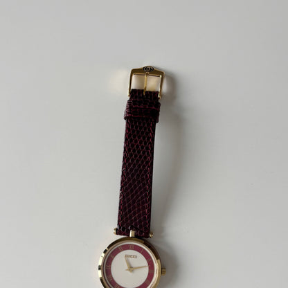 Gucci 1990s Round Dial Red Gold Plated Watch (Large)