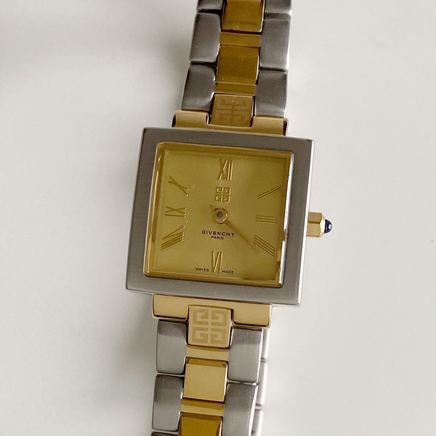 Givenchy 1990s Square Dial Two Tone Watch