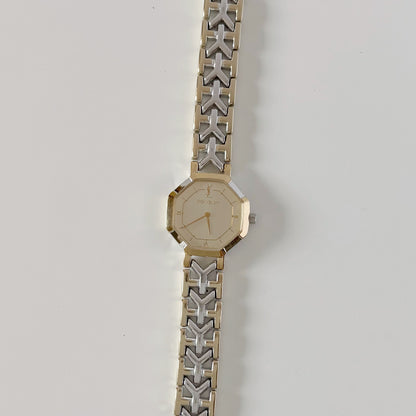 Yves Saint Laurent 1990s Octagon Dial Two-Tone Gold-Plated Watch