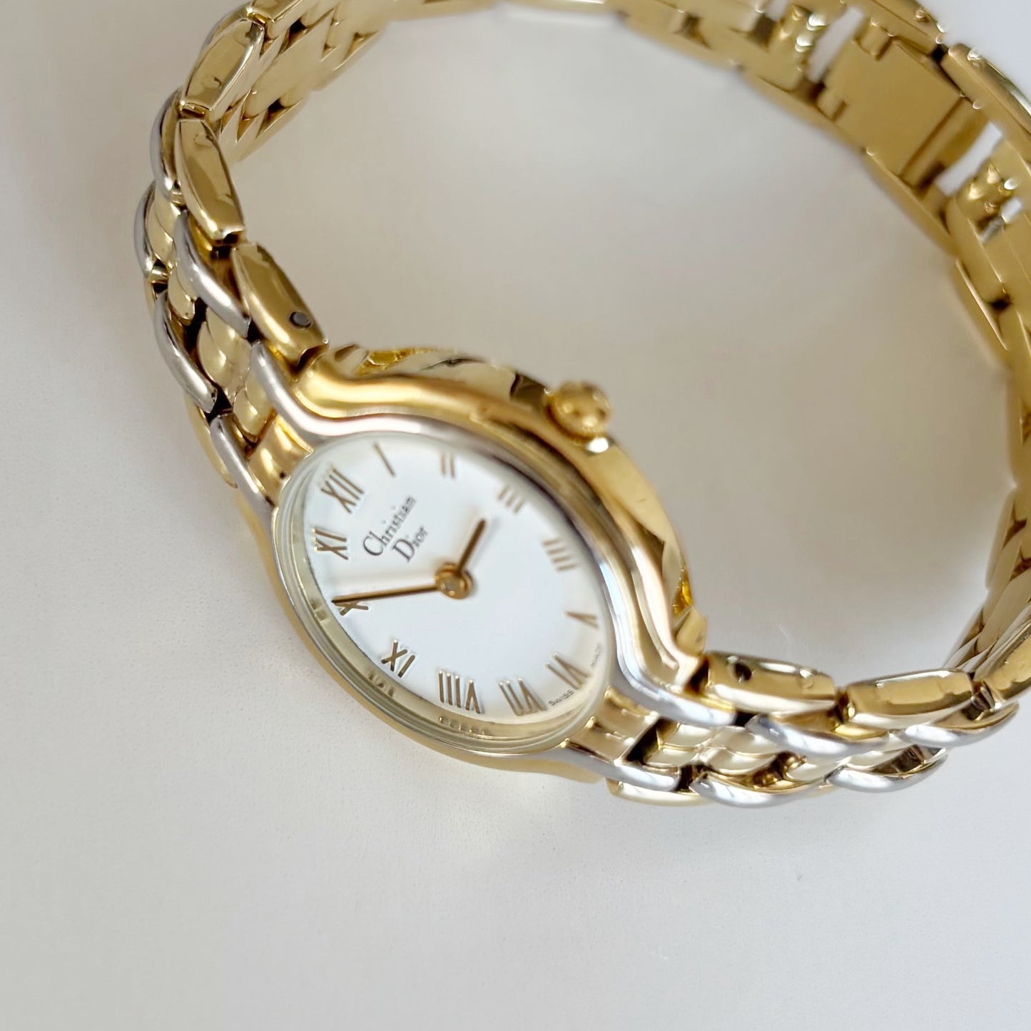 Dior 1990s Round Dial Two Tone Watch