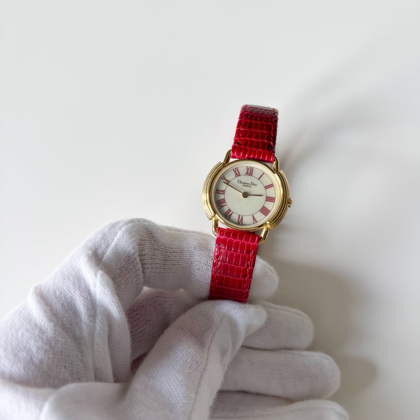 Dior 1990s Seashell Dial Gold Plated Watch