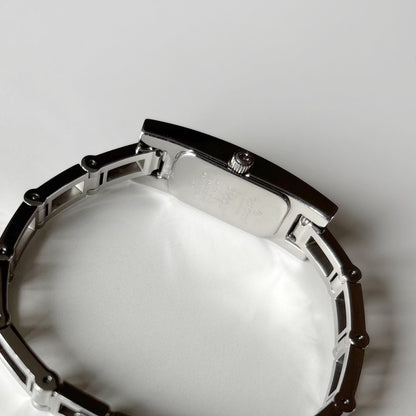 Gucci 1990s Black Dial Rectangular Stainless Steel Watch