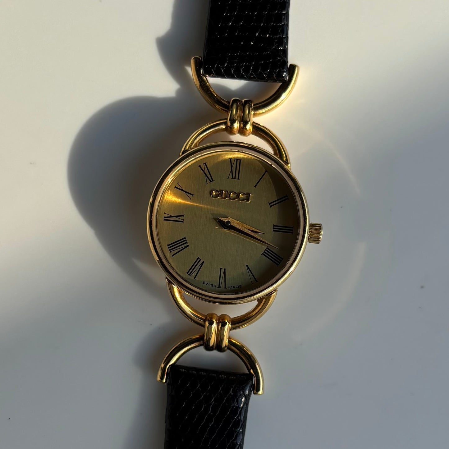 Gucci 1990s Gold Dial Horsebit Gold Plated Watch