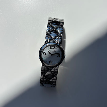 Dior 1990s Seashell Round Dial Stainless Steel Watch