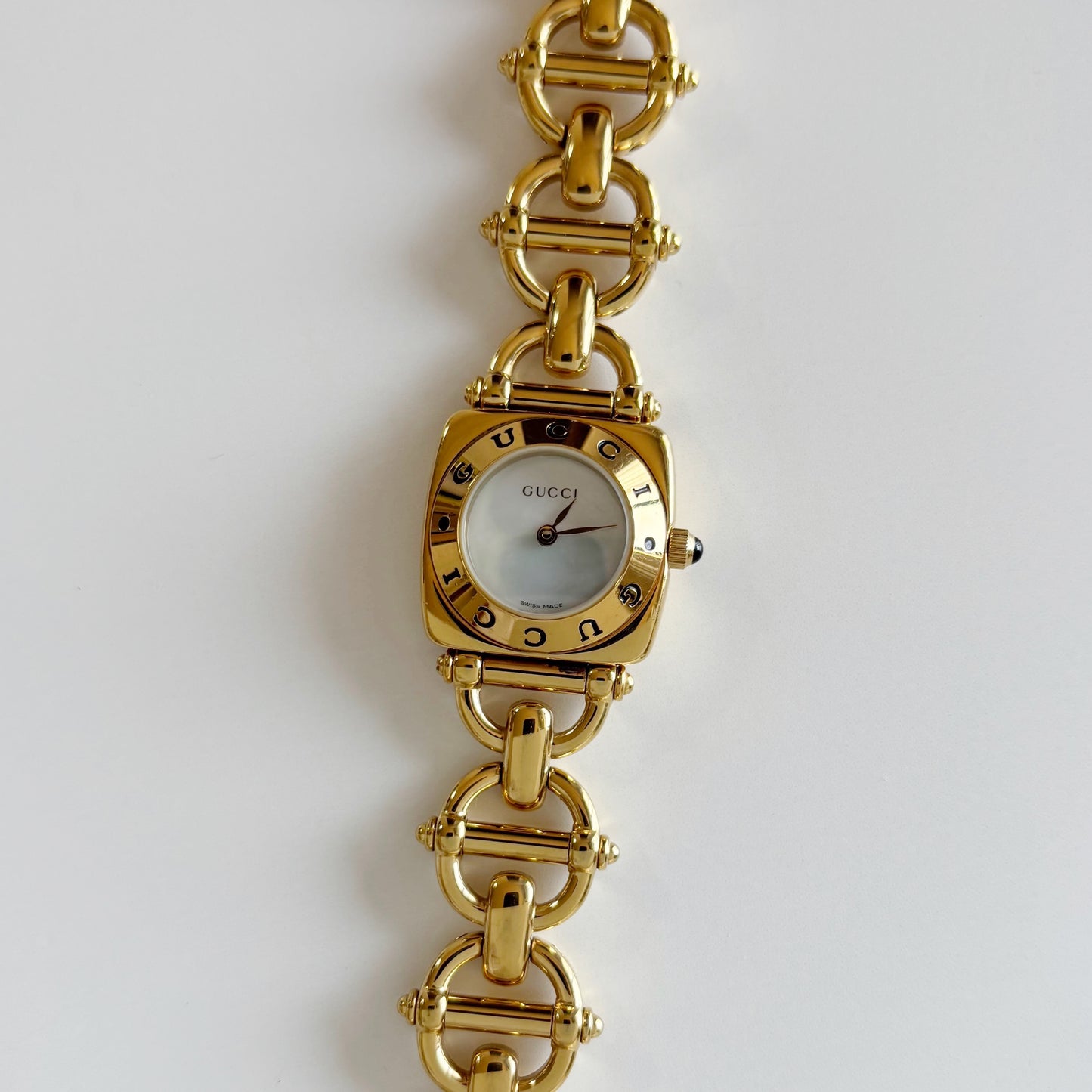 Gucci 1990s Seashell Dial Gold Plated Watch
