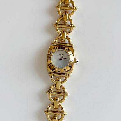 Gucci 1990s Seashell Dial Gold Plated Watch