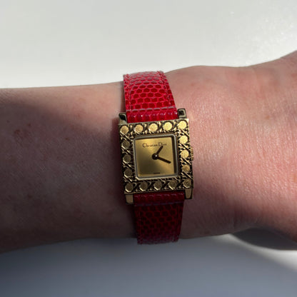 Dior 1990s Interchangeable Strap Gold Plated Watch with 4 straps, case
