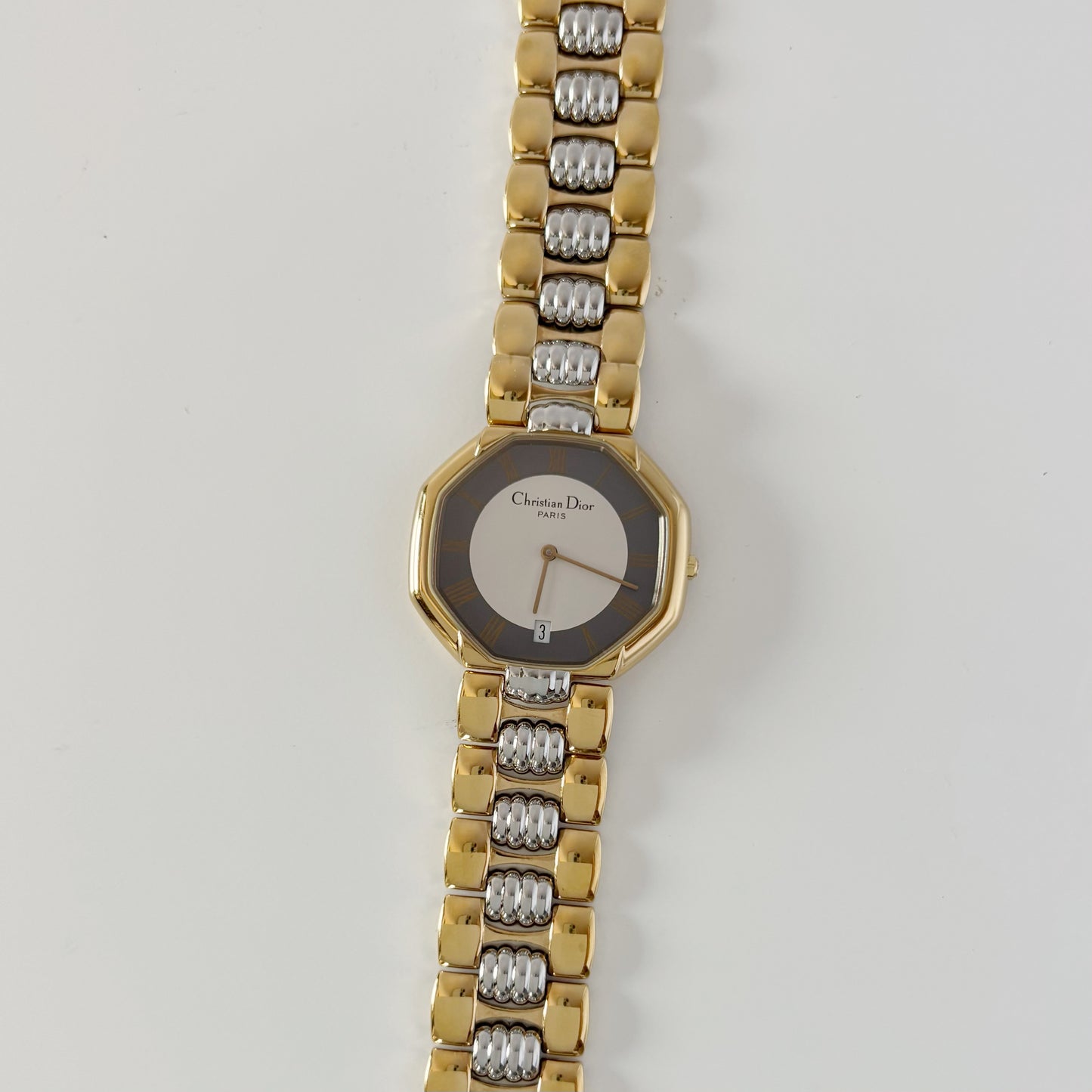 Dior 1990s Octagon Date Dial Two Tone Watch (Large) (5/31)