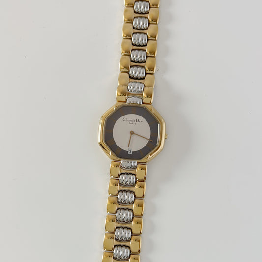 Dior 1990s Octagon Date Dial Two Tone Watch (Large) (5/31)
