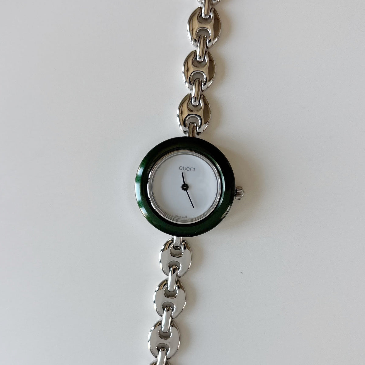 Gucci 1990s Interchangeable Bezel Stainless steel Chain Watch with 6 bezels, case