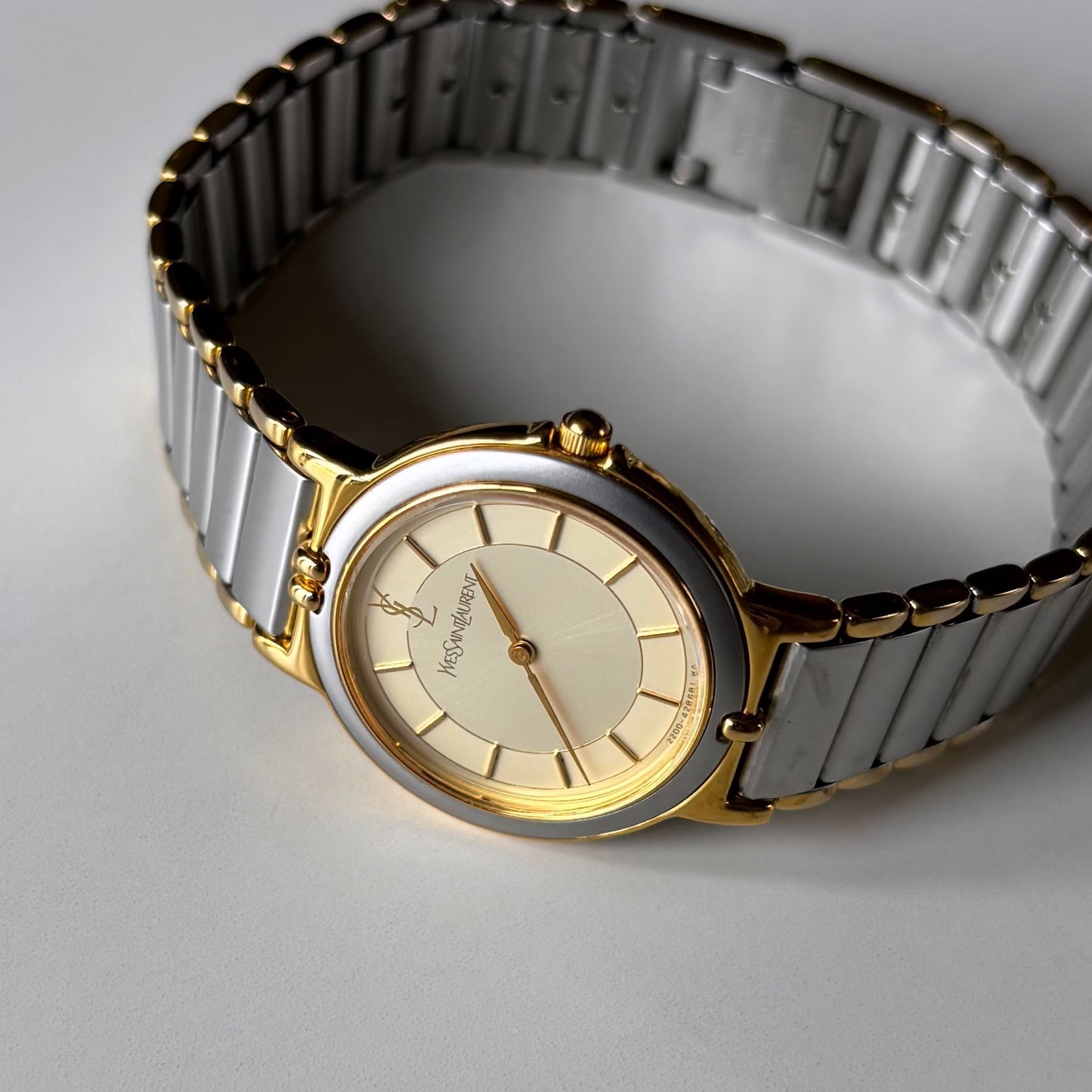 Yves Saint Laurent 1990s Round Dial Two Tone Watch