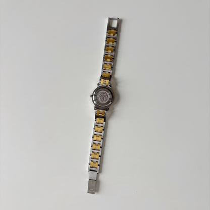 Hermes 1990s Clipper Date Round Dial Two Tone Gold Plated Watch