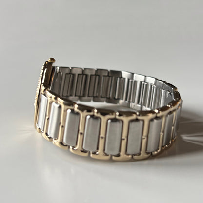 Yves Saint Laurent 1990s Cream Round Dial Two Tone Watch (Large)