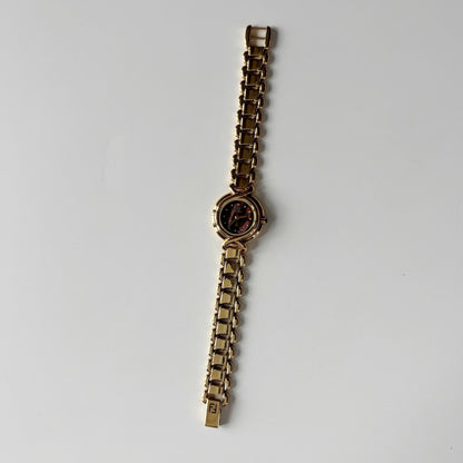 Fendi 1990s Seashell Round Dial Gold Plated Watch