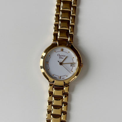 Dior 1990s Date Round Dial Gold Plated Watch (Large)