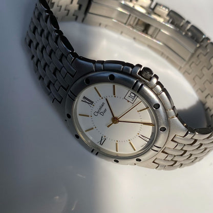 Dior 1990s Date Silver Watch