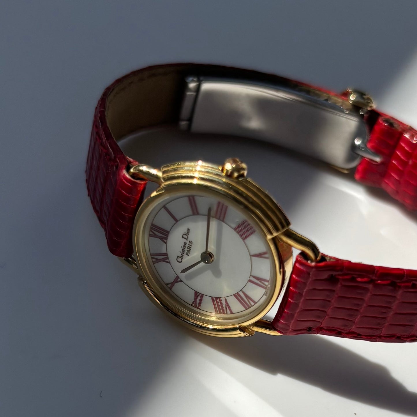 Dior 1990s Seashell Dial Gold Plated Watch