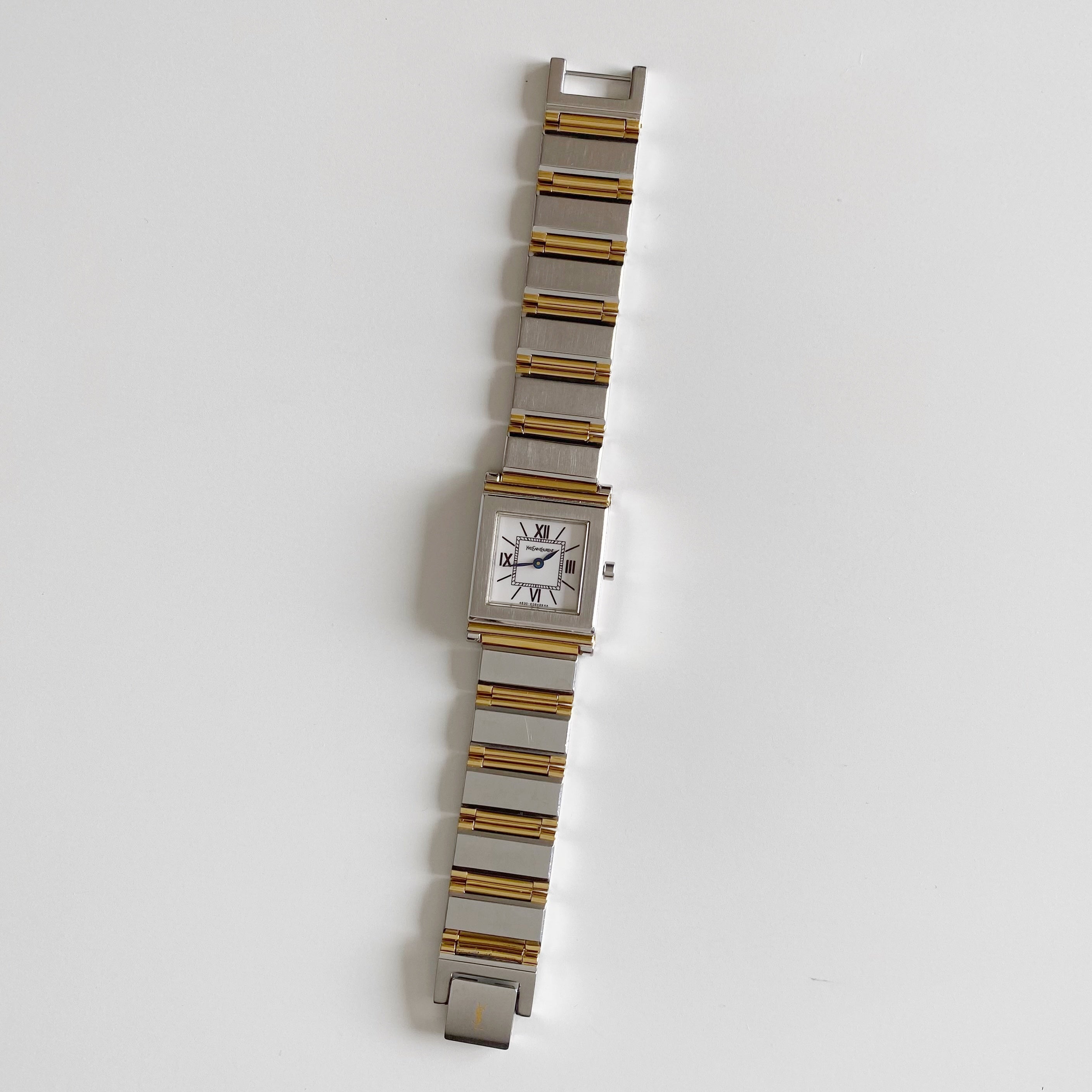 Yves Saint Laurent 1990s Square Dial Two Tone Watch (Large