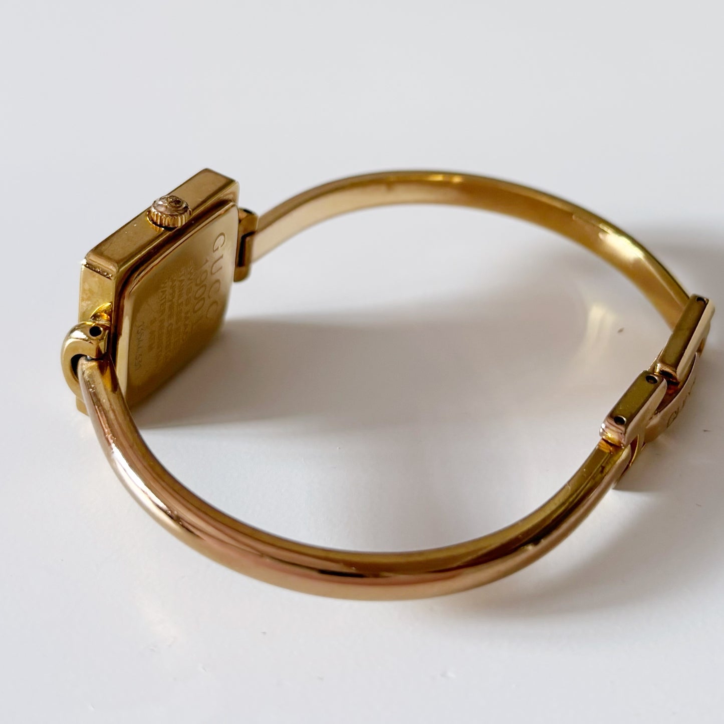 Gucci 1990s Seashell Dial Gold Plated Bangle Watch