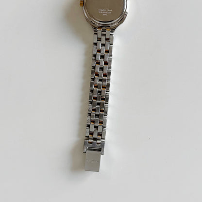 Dior 1990s Date Round Dial Two Tone Gold Plated Watch