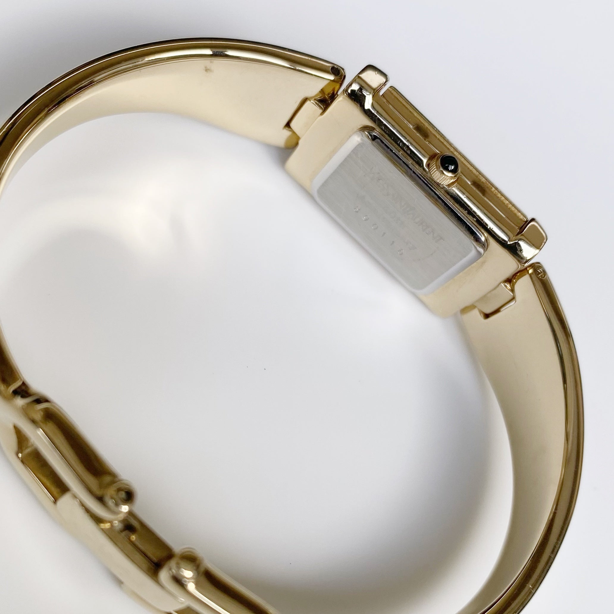 80s イヴ・サンローラン YSL gold l bangle Yves Saint Laurent 1990s Gold Plated Bangle Watch – Lorinaté