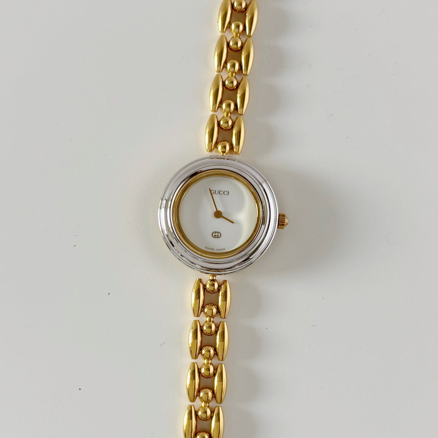 Gucci 1990s Interchangeable Bezel Gold Plated Watch with 6 bezels, case (160mm)