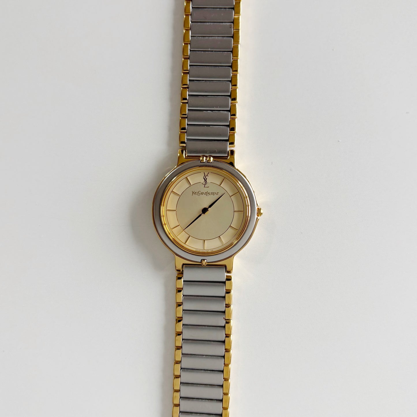 Yves Saint Laurent 1990s Round Dial Two Tone Watch (Large)