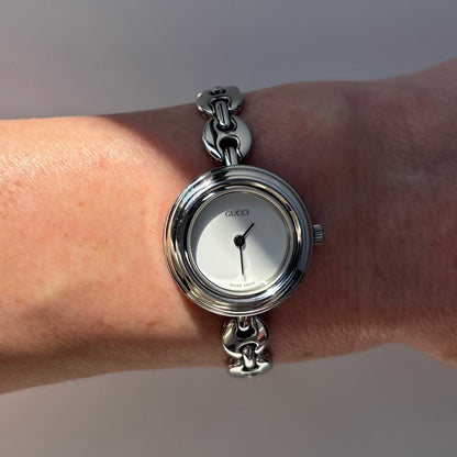 Gucci 1990s Interchangeable Bezel Stainless steel Watch with 6 bezels, case (165mm)