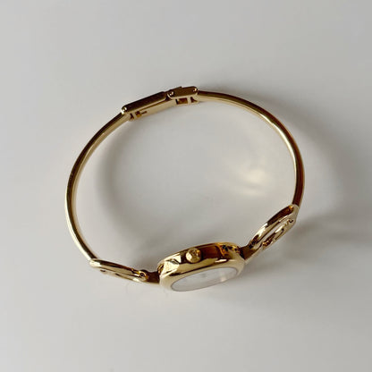 Gucci 1990s Seashell Dial Gold Plated Bangle Watch