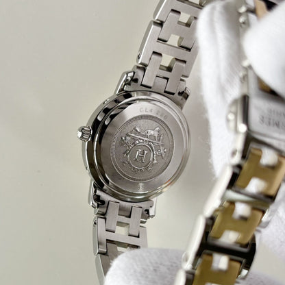 Hermes 1990s Date White Dial Clipper Two Tone Watch