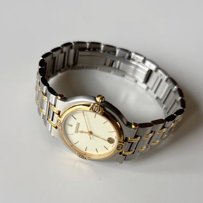 Gucci 1990s Date Round Dial Two Tone Watch (Large)