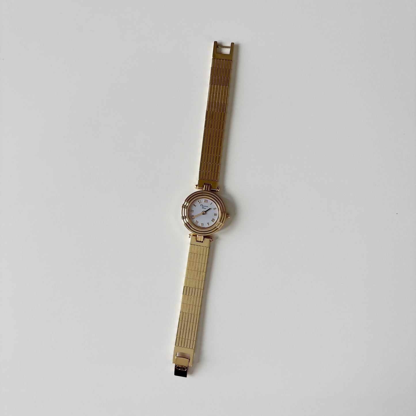 Dior 1990s Round Dial Gold Plated Watch