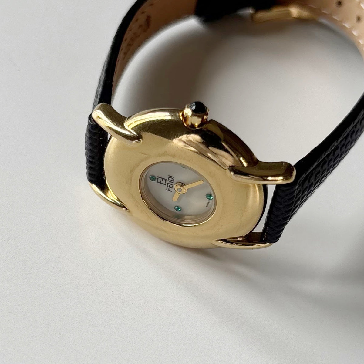 Fendi 1990s Round Dial Gold Plated Watch