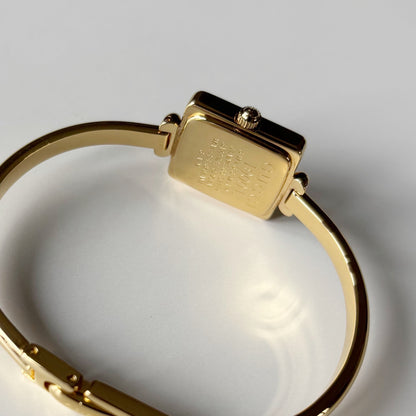 Gucci 1990s Square Dial Gold Plated Bangle Watch
