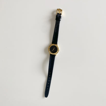 Gucci 1990s Black Dial Gold Plated Watch