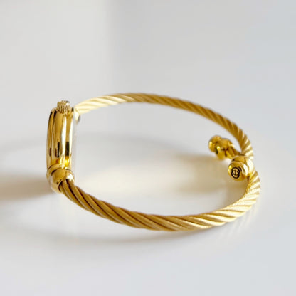Gucci 1990s Seashell Dial Cable Gold Plated Bangle Watch