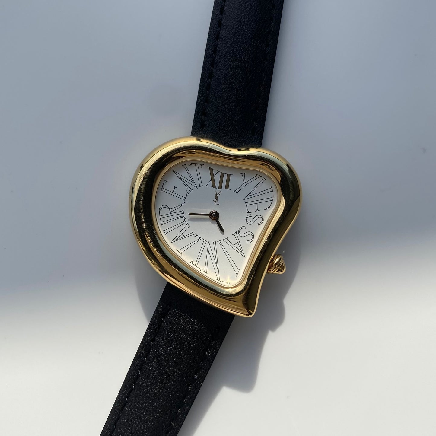 Yves Saint Laurent 1990s Heart Shaped Dial Gold Plated Watch