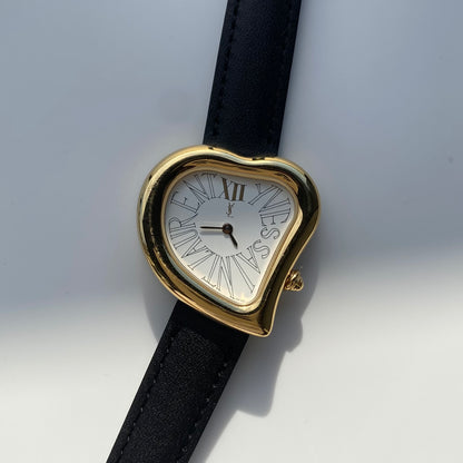 Yves Saint Laurent 1990s Heart Shaped Dial Gold Plated Watch