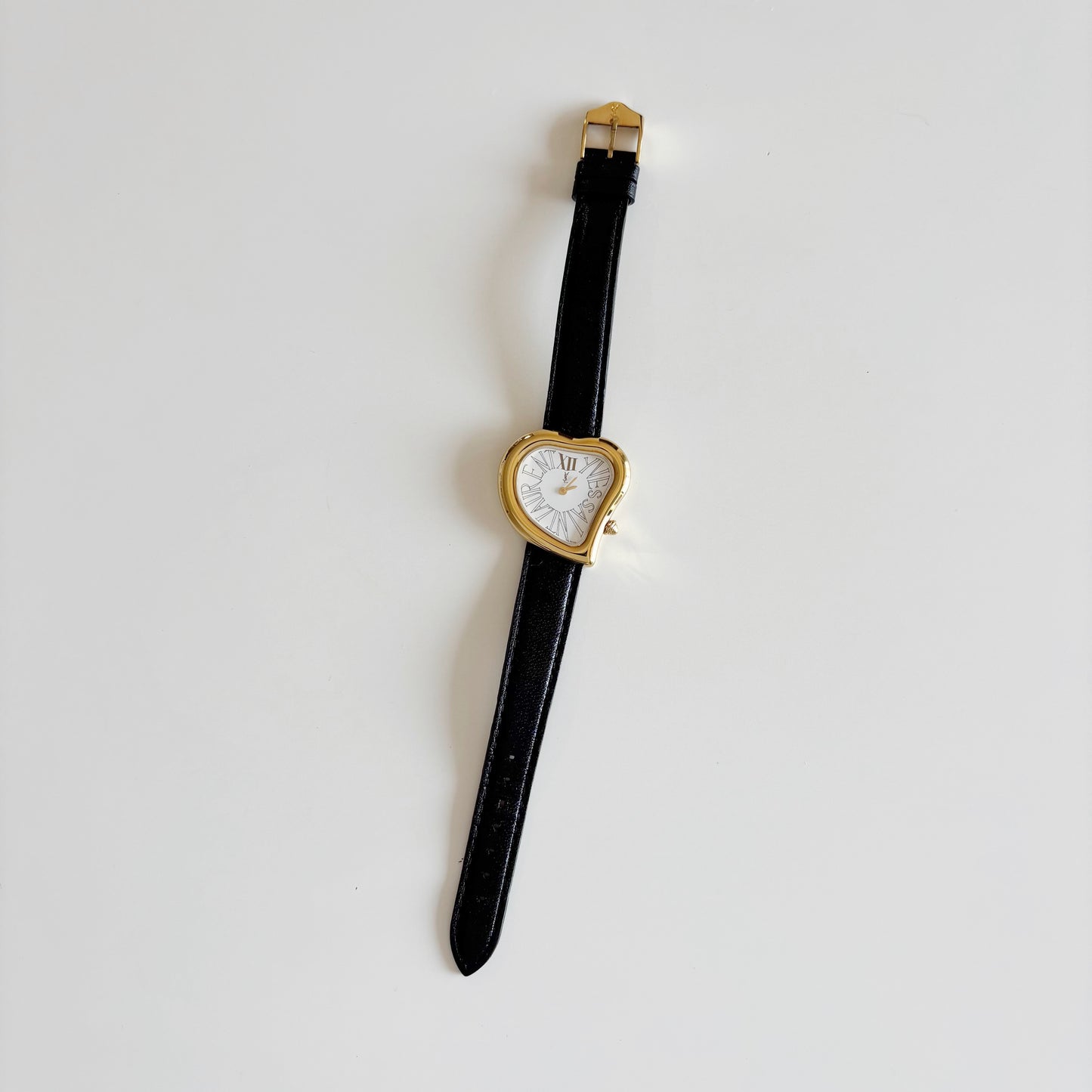 Yves Saint Laurent 1990s Heart Shaped Gold Plated Watch