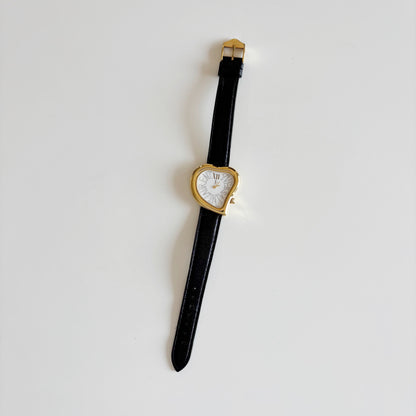 Yves Saint Laurent 1990s Heart Shaped Gold Plated Watch