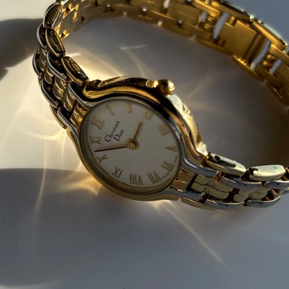 Dior 1990s Round Dial Two Tone Watch