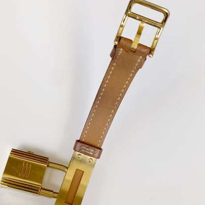 Hermés 1990s Kelly Gold Plated Leather Watch