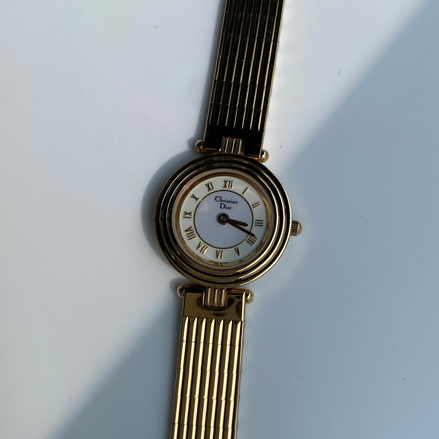 Dior 1990s Round Dial Gold Plated Watch
