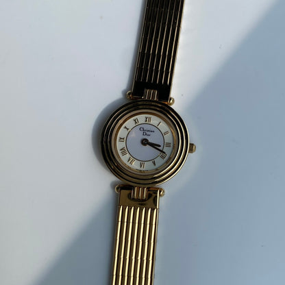 Dior 1990s Round Dial Gold Plated Watch