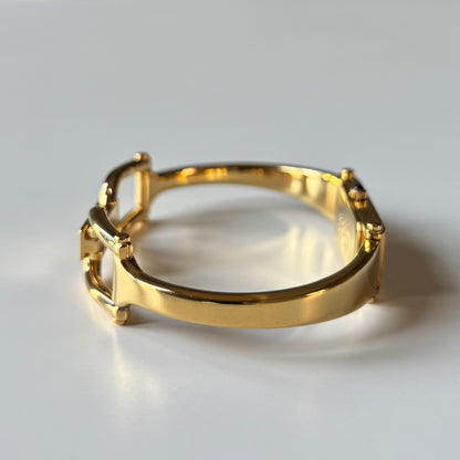 Gucci 1990s Black Dial Gold Plated Bangle Watch