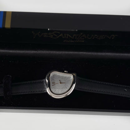 Yves Saint Laurent 1990s Heart Shaped Dial Silver Watch