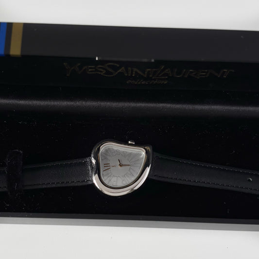 Yves Saint Laurent 1990s Heart Shaped Dial Silver Watch