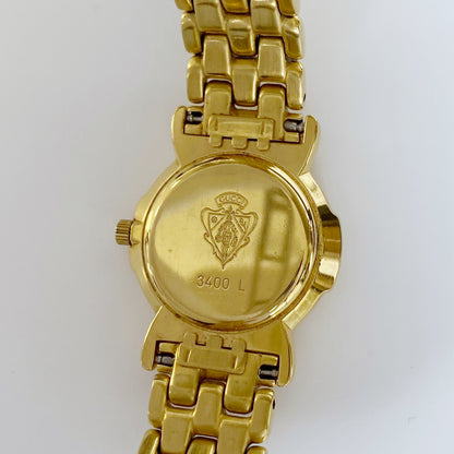 Gucci 1990s Black Dial Gold Plated Watch